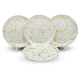 Ariya Melamine 12-Inch Dinner Plates Set of 4 (Imperial Gold) | Durable & Break-Resistant | Microwave & Dishwasher Safe | Reusable Serving Plates for Snacks, Breakfast, Lunch & Dinner for Hotel