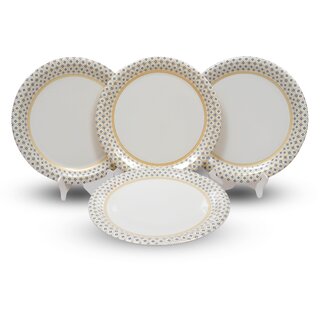 Ariya 11 Inches Melamine Dinner Plate Set of 4 (Royal Blue Border) Microwave & Dishwasher Safe Dinnerware, Full Serving Plate Set for Snacks, Breakfast, Lunch, Dinner, Break Resistant