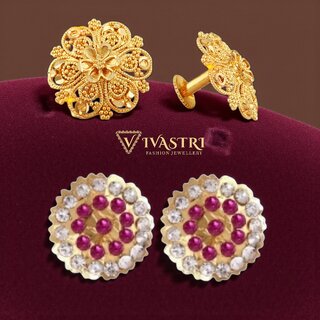 Vivastri Premium Gold Plated Alloy Stud Earrings Combo for Women & Girls Pack of 2 - Earrings | Buy online on ZillyBuy