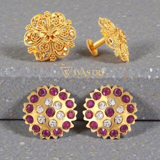 Vivastri Premium Gold Plated Alloy Stud Earrings Combo for Women & Girls Pack of 2 - Earrings | Buy online on ZillyBuy