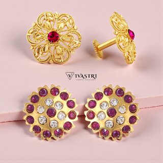 Vivastri Premium Gold Plated Alloy Stud Earrings Combo for Women & Girls Pack of 2 - Earrings | Buy online on ZillyBuy