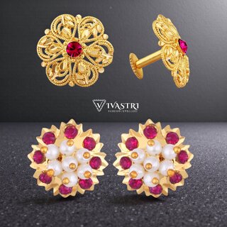 Vivastri Premium Gold Plated Alloy Stud Earrings Combo for Women & Girls Pack of 2 - Earrings | Buy online on ZillyBuy