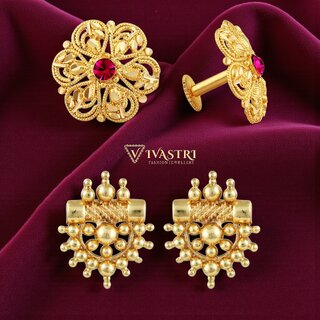 Vivastri Premium Gold Plated Alloy Stud Earrings Combo for Women & Girls Pack of 2 - Earrings | Buy online on ZillyBuy