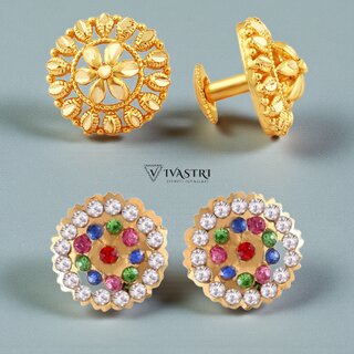 Vivastri Premium Gold Plated Alloy Stud Earrings Combo for Women & Girls Pack of 2 - Earrings | Buy online on ZillyBuy