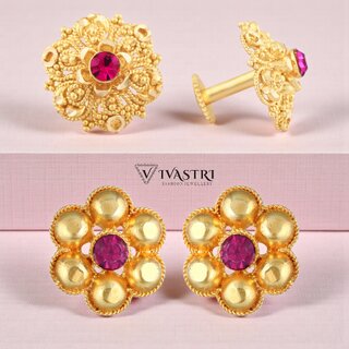 Vivastri Premium Gold Plated Alloy Stud Earrings Combo for Women & Girls Pack of 2 - Earrings | Buy online on ZillyBuy