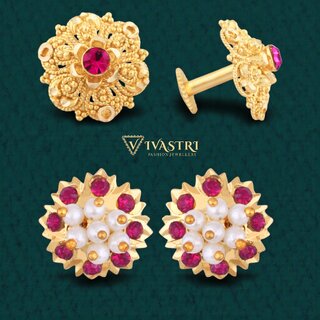 Vivastri Premium Gold Plated Alloy Stud Earrings Combo for Women & Girls Pack of 2 - Earrings | Buy online on ZillyBuy