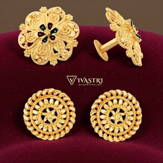 Vivastri Premium Gold Plated Alloy Stud Earrings Combo for Women & Girls Pack of 2 - Earrings | Buy online on ZillyBuy
