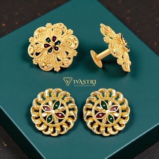 Vivastri Premium Gold Plated Alloy Stud Earrings Combo for Women & Girls Pack of 2 - Earrings | Buy online on ZillyBuy