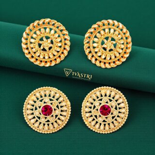 Vivastri Premium Gold Plated Alloy Stud Earrings Combo for Women & Girls Pack of 2 - Earrings | Buy online on ZillyBuy