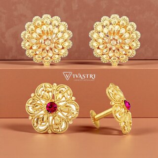 Vivastri Premium Gold Plated Alloy Stud Earrings Combo for Women & Girls Pack of 2 - Earrings | Buy online on ZillyBuy