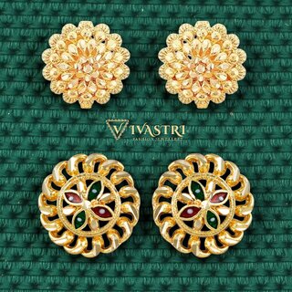 Vivastri Premium Gold Plated Alloy Stud Earrings Combo for Women & Girls Pack of 2 - Earrings | Buy online on ZillyBuy