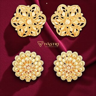 Vivastri Premium Gold Plated Alloy Stud Earrings Combo for Women & Girls Pack of 2 - Earrings | Buy online on ZillyBuy
