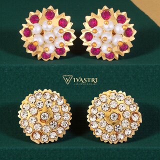 Vivastri Premium Gold Plated Alloy Stud Earrings Combo for Women & Girls Pack of 2 - Earrings | Buy online on ZillyBuy