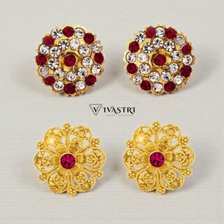 Vivastri Premium Gold Plated Alloy Stud Earrings Combo for Women & Girls Pack of 2 - Earrings | Buy online on ZillyBuy