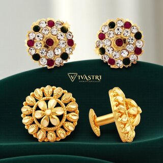 Vivastri Premium Gold Plated Alloy Stud Earrings Combo for Women & Girls Pack of 2 - Earrings | Buy online on ZillyBuy