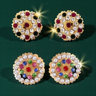 Vivastri Premium Gold Plated Alloy Stud Earrings Combo for Women & Girls Pack of 2 - Earrings | Buy online on ZillyBuy