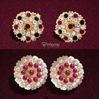 Vivastri Premium Gold Plated Alloy Stud Earrings Combo for Women & Girls Pack of 2 - Earrings | Buy online on ZillyBuy