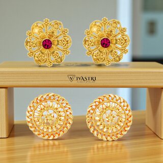 Vivastri Premium Gold Plated Alloy Stud Earrings Combo for Women & Girls Pack of 2 - Earrings | Buy online on ZillyBuy