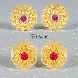 Vivastri Premium Gold Plated Alloy Stud Earrings Combo for Women & Girls Pack of 2 - Earrings | Buy online on ZillyBuy