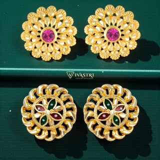 Vivastri Premium Gold Plated Alloy Stud Earrings Combo for Women & Girls Pack of 2 - Earrings | Buy online on ZillyBuy