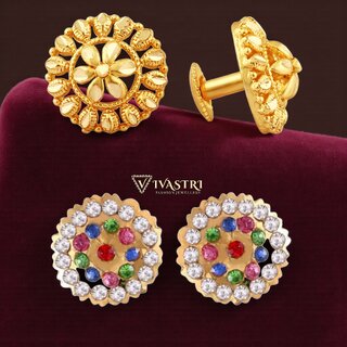 Vivastri Premium Gold Plated Alloy Stud Earrings Combo for Women & Girls Pack of 2 - Earrings | Buy online on ZillyBuy