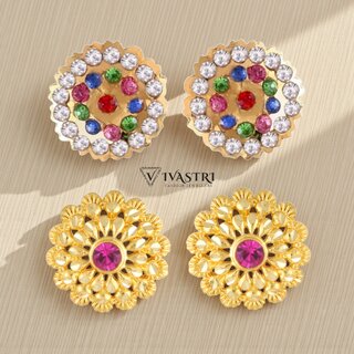 Vivastri Premium Gold Plated Alloy Stud Earrings Combo for Women & Girls Pack of 2 - Earrings | Buy online on ZillyBuy