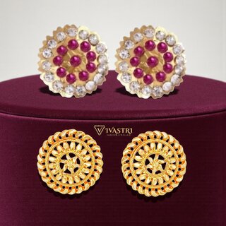 Vivastri Premium Gold Plated Alloy Stud Earrings Combo for Women & Girls Pack of 2 - Earrings | Buy online on ZillyBuy