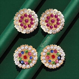 Vivastri Premium Gold Plated Alloy Stud Earrings Combo for Women & Girls Pack of 2 - Earrings | Buy online on ZillyBuy