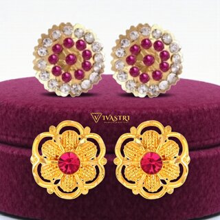 Vivastri Premium Gold Plated Alloy Stud Earrings Combo for Women & Girls Pack of 2 - Earrings | Buy online on ZillyBuy
