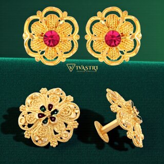 Vivastri Premium Gold Plated Alloy Stud Earrings Combo for Women & Girls Pack of 2 - Earrings | Buy online on ZillyBuy