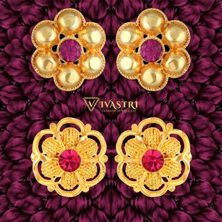 Vivastri Premium Gold Plated Alloy Stud Earrings Combo for Women & Girls Pack of 2 - Earrings | Buy online on ZillyBuy