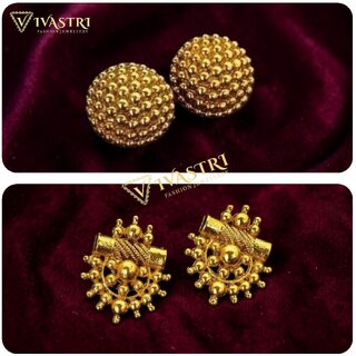 Vivastri Premium Gold Plated Alloy Stud Earrings Combo for Women & Girls Pack of 2 - Earrings | Buy online on ZillyBuy