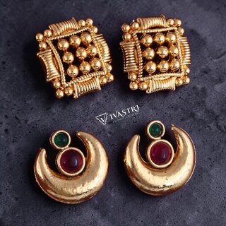 Vivastri Premium Gold Plated Alloy Stud Earrings Combo for Women & Girls Pack of 2 - Earrings | Buy online on ZillyBuy