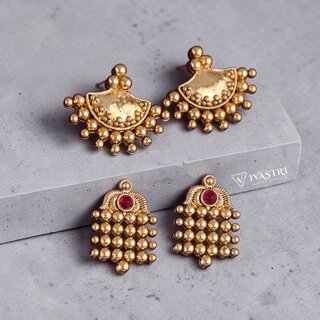 Vivastri Premium Gold Plated Alloy Stud Earrings Combo for Women & Girls Pack of 2 - Earrings | Buy online on ZillyBuy