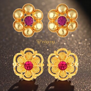 Vivastri Premium Gold Plated Alloy Stud Earrings Combo for Women & Girls Pack of 2 - Earrings | Buy online on ZillyBuy