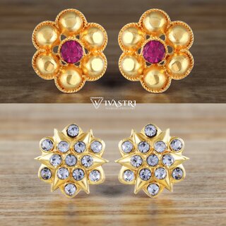 Vivastri Premium Gold Plated Alloy Stud Earrings Combo for Women & Girls Pack of 2 - Earrings | Buy online on ZillyBuy