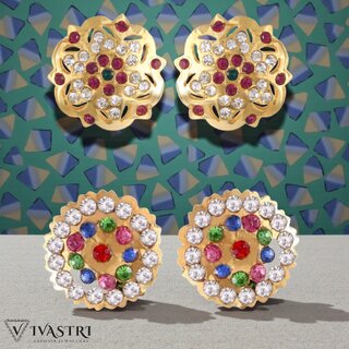 Vivastri Premium Gold Plated Alloy Stud Earrings Combo for Women & Girls Pack of 2 - Earrings | Buy online on ZillyBuy