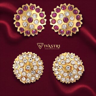 Vivastri Premium Gold Plated Alloy Stud Earrings Combo for Women & Girls Pack of 2 - Earrings | Buy online on ZillyBuy