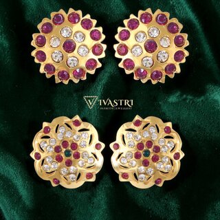 Vivastri Premium Gold Plated Alloy Stud Earrings Combo for Women & Girls Pack of 2 - Earrings | Buy online on ZillyBuy