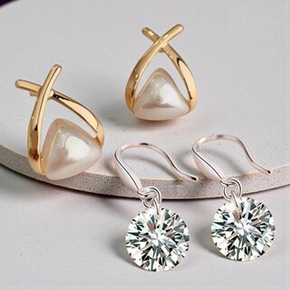 Vivastri Premium Gold Plated Alloy Stud Earrings Combo for Women & Girls Pack of 2 - Earrings | Buy online on ZillyBuy