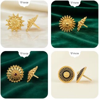 Vivastri Premium Gold Plated Alloy Stud Earrings Combo for Women & Girls Pack of 4 - Earrings | Buy online on ZillyBuy