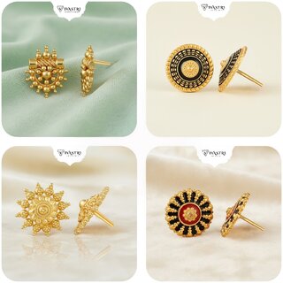 Vivastri Premium Gold Plated Alloy Stud Earrings Combo for Women & Girls Pack of 4 - Earrings | Buy online on ZillyBuy