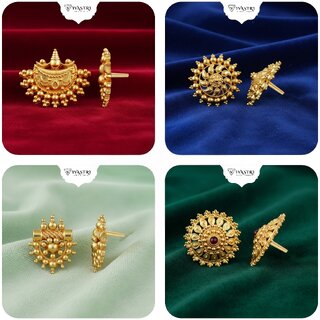 Vivastri Premium Gold Plated Alloy Stud Earrings Combo for Women & Girls Pack of 4 - Earrings | Buy online on ZillyBuy