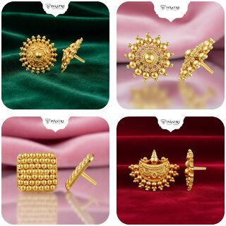 Vivastri Premium Gold Plated Alloy Stud Earrings Combo for Women & Girls Pack of 4 - Earrings | Buy online on ZillyBuy