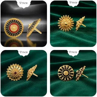 Vivastri Premium Gold Plated Alloy Stud Earrings Combo for Women & Girls Pack of 4 - Earrings | Buy online on ZillyBuy