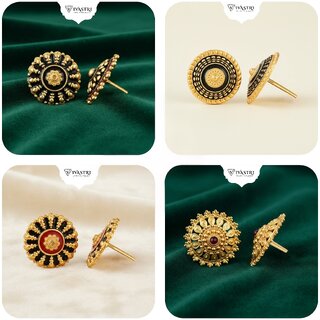Vivastri Premium Gold Plated Alloy Stud Earrings Combo for Women & Girls Pack of 4 - Earrings | Buy online on ZillyBuy