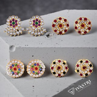 Vivastri Premium Gold Plated Alloy Stud Earrings Combo for Women & Girls Pack of 4 - Earrings | Buy online on ZillyBuy