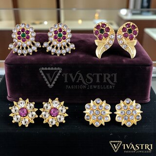 Vivastri Premium Gold Plated Alloy Stud Earrings Combo for Women & Girls Pack of 4 - Earrings | Buy online on ZillyBuy