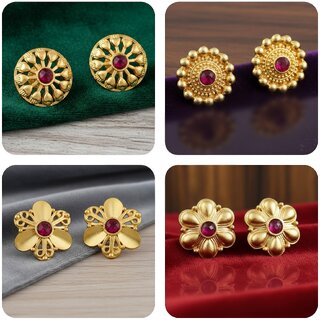 Vivastri Premium Gold Plated Alloy Stud Earrings Combo for Women & Girls Pack of 4 - Earrings | Buy online on ZillyBuy