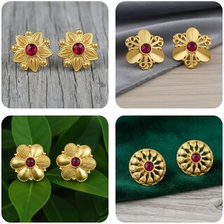 Vivastri Premium Gold Plated Alloy Stud Earrings Combo for Women & Girls Pack of 4 - Earrings | Buy online on ZillyBuy